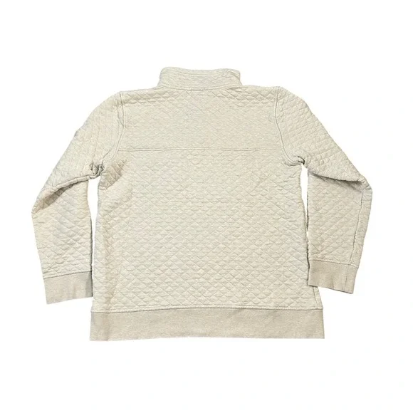 Patagonia Pullover Womens Large White Blue Organic Cotton Quilted Snap Synchilla - Picture 3 of 10